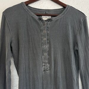 Free People Washed greenish Long-Sleeve Henley